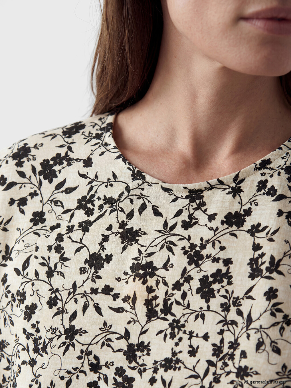 Crew Neck Patterned A-line Dress-2