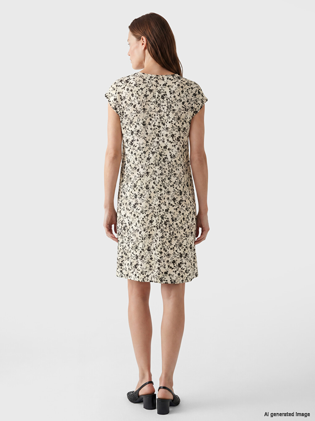 Crew Neck Patterned A-line Dress-3