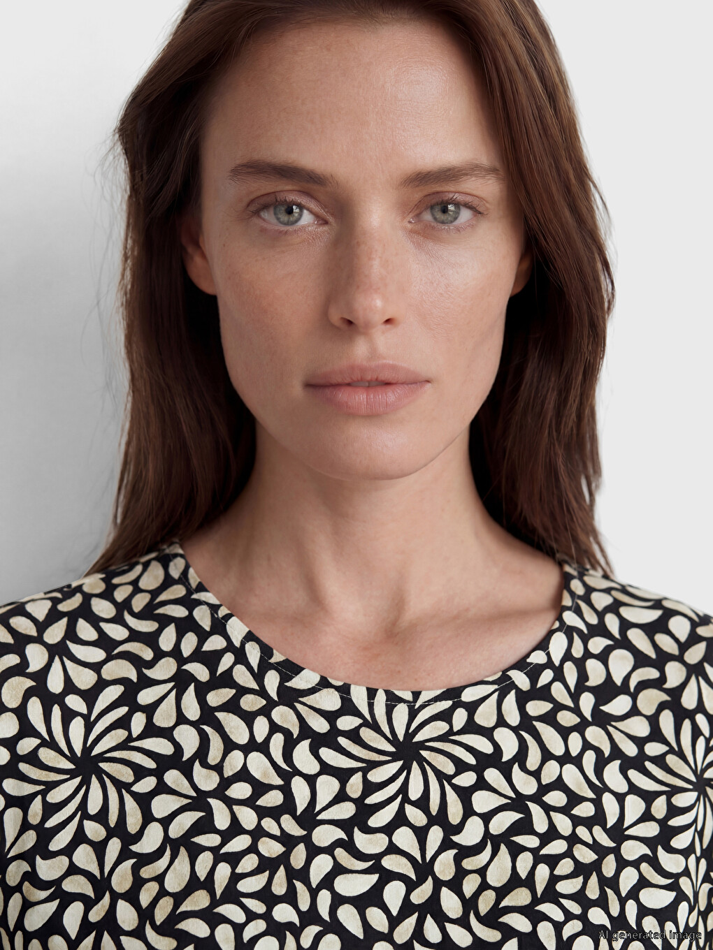 Crew Neck Patterned A-line Dress-2