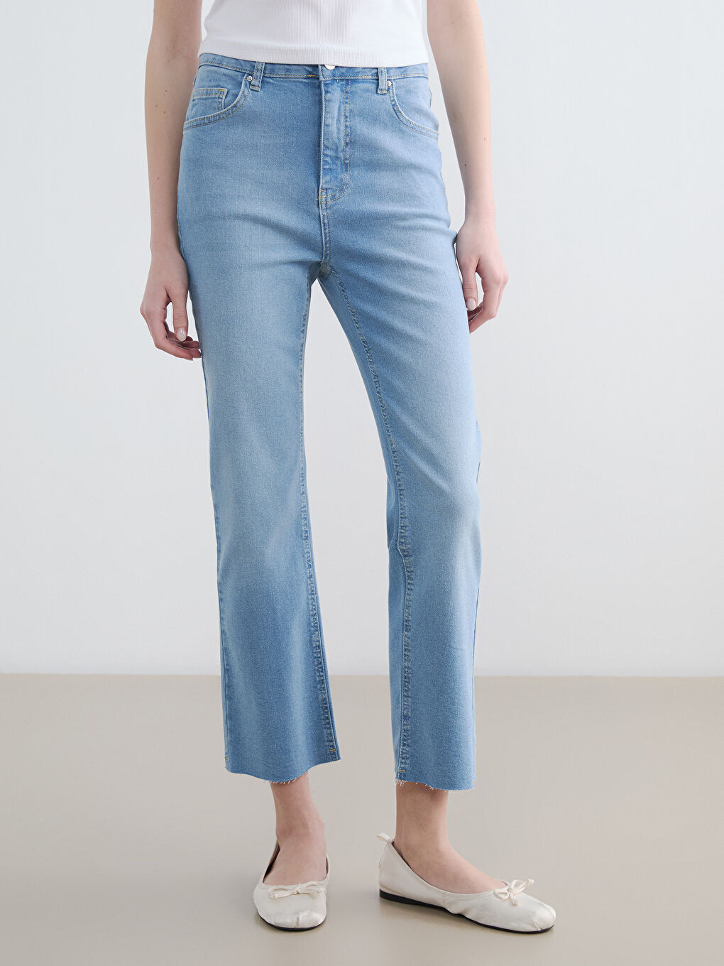 Mavi Crop Flare Kadın Jean Pantolon-1