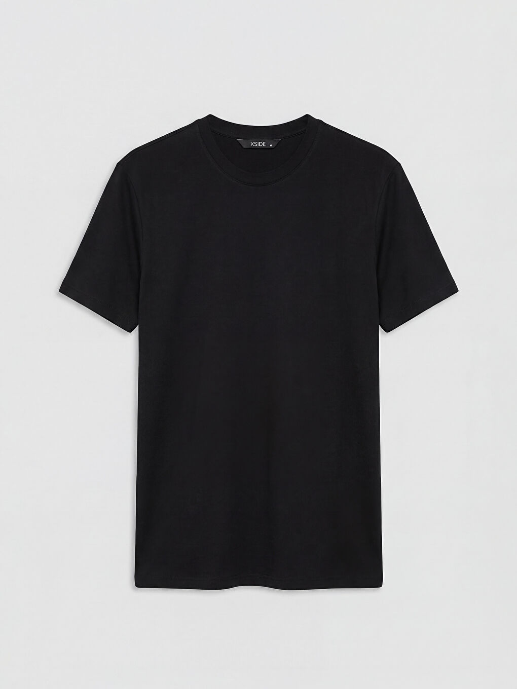 Siyah Bisiklet Yaka Erkek Penye Tişört