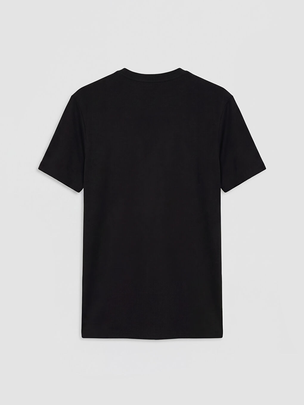 Siyah Bisiklet Yaka Erkek Penye Tişört-1