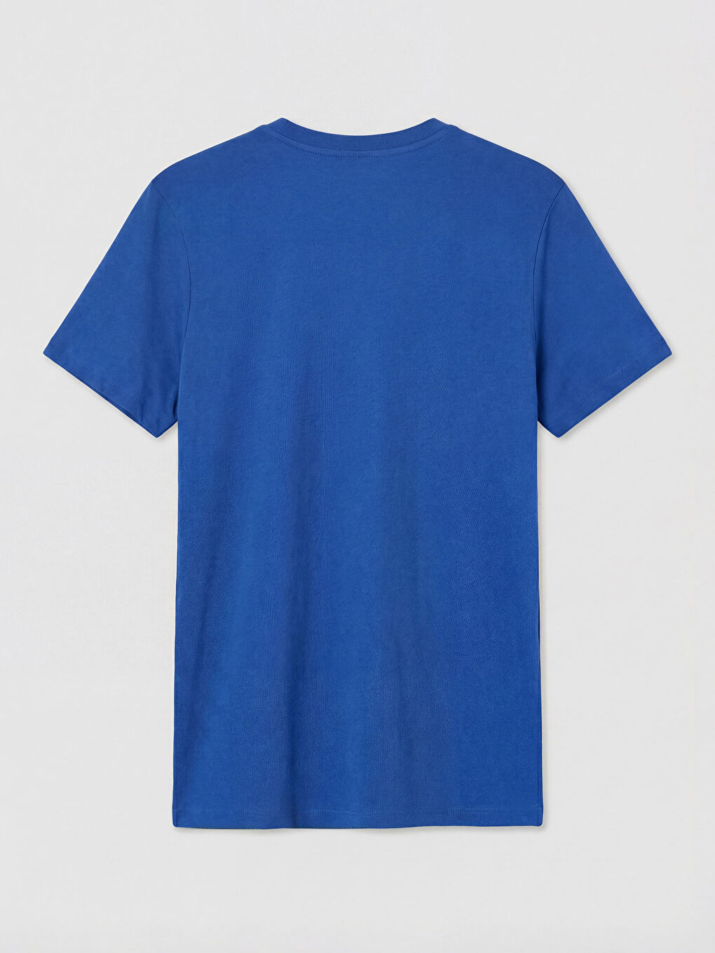 Mavi Bisiklet Yaka Erkek Penye Tişört-1