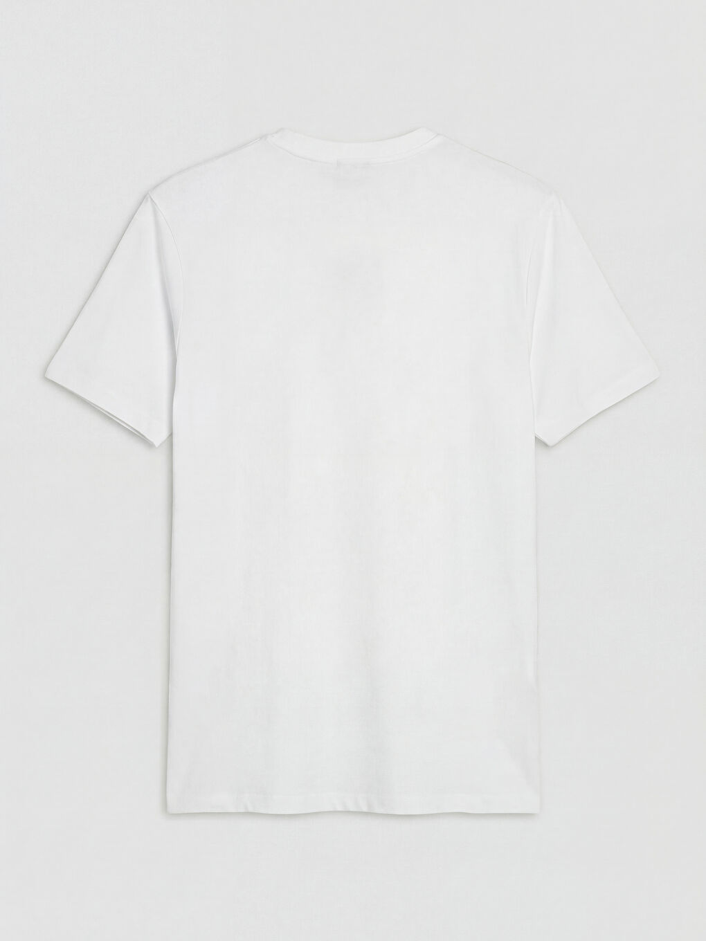 Beyaz Bisiklet Yaka Erkek Penye Tişört-1