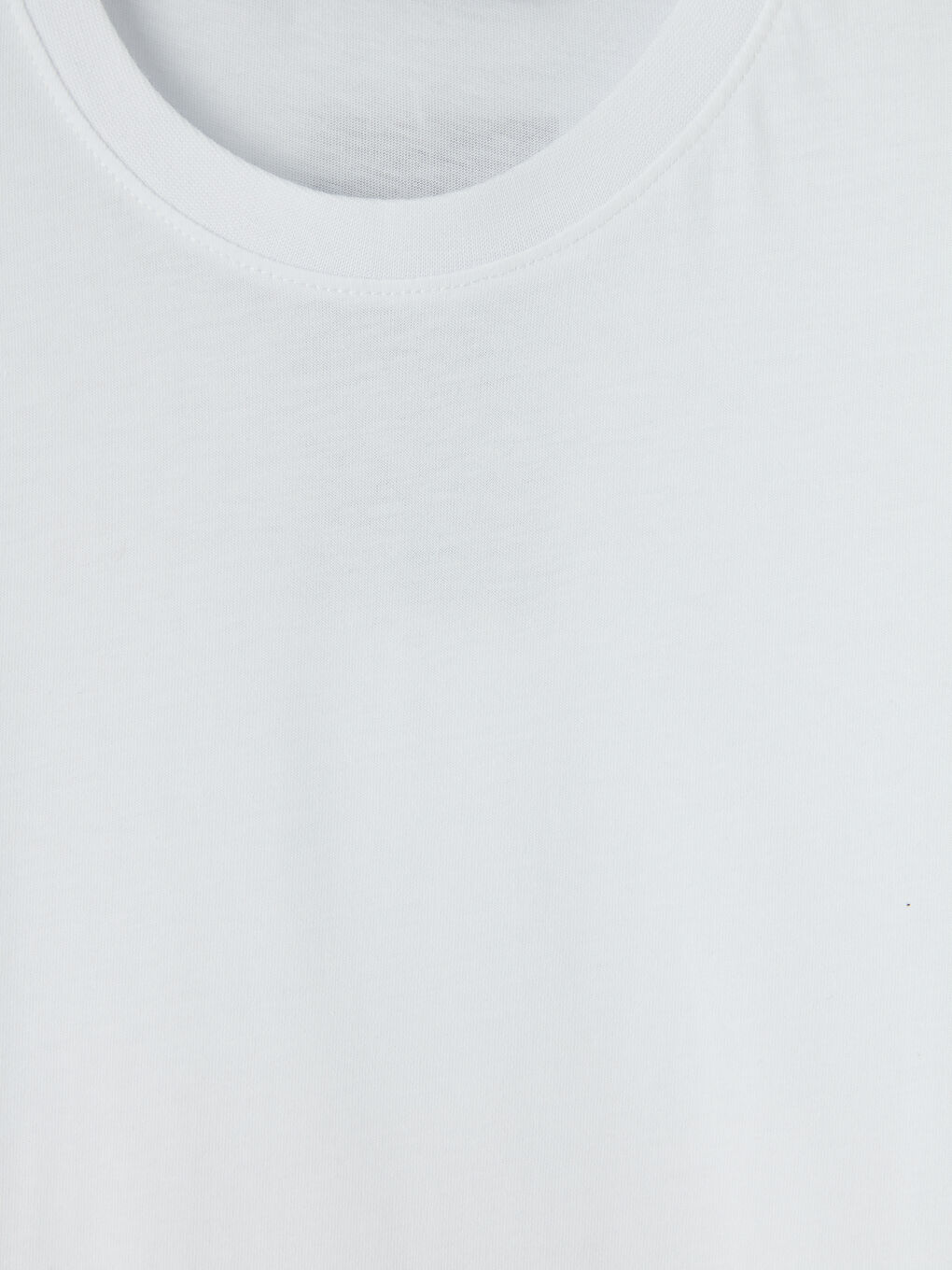 Beyaz Bisiklet Yaka Erkek Penye Tişört-2