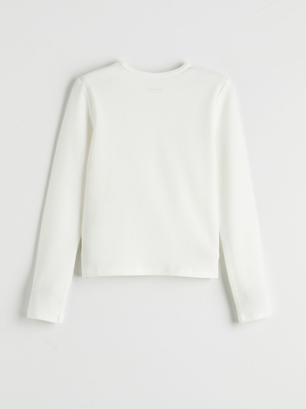 Ekru Bisiklet Yaka Uzun Kollu Kız Çocuk Tişört-1