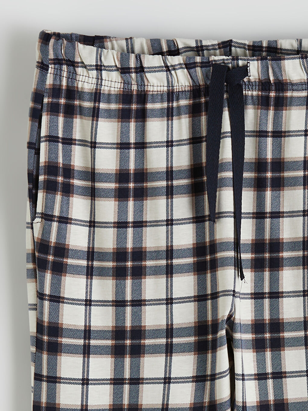 Kahverengi Standart Kalıp Ekose Erkek Pijama Takım-5