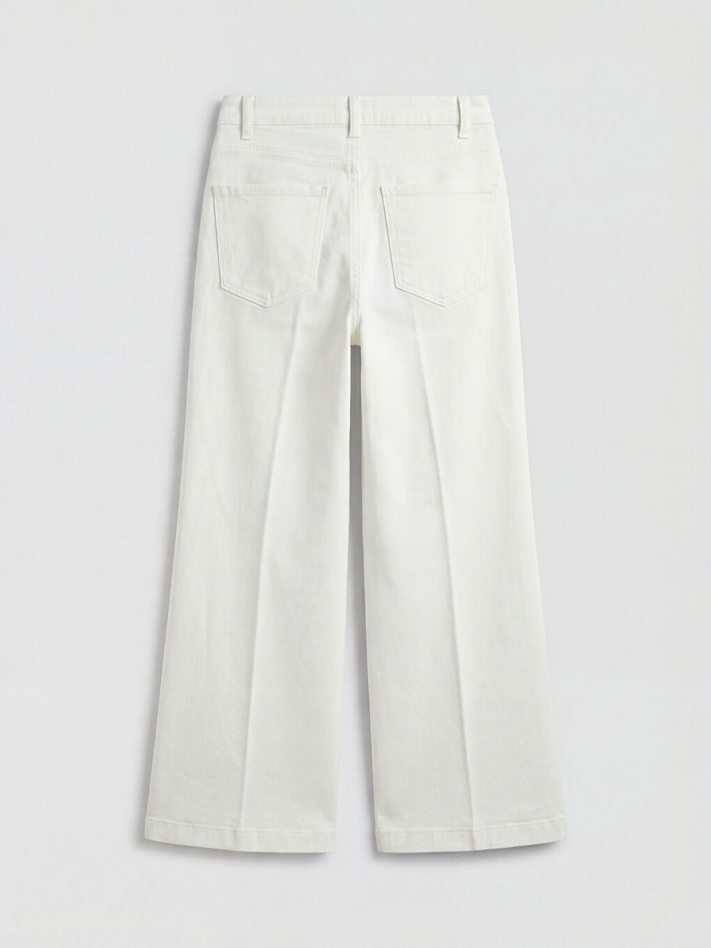 Beyaz Wideleg Kadın Jean Pantolon-1