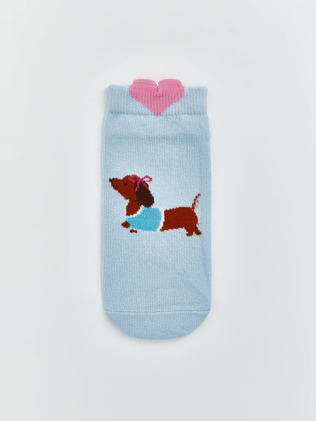 Ekru Köpek Desenli Kız Çocuk Patik Çorap 5'li-1