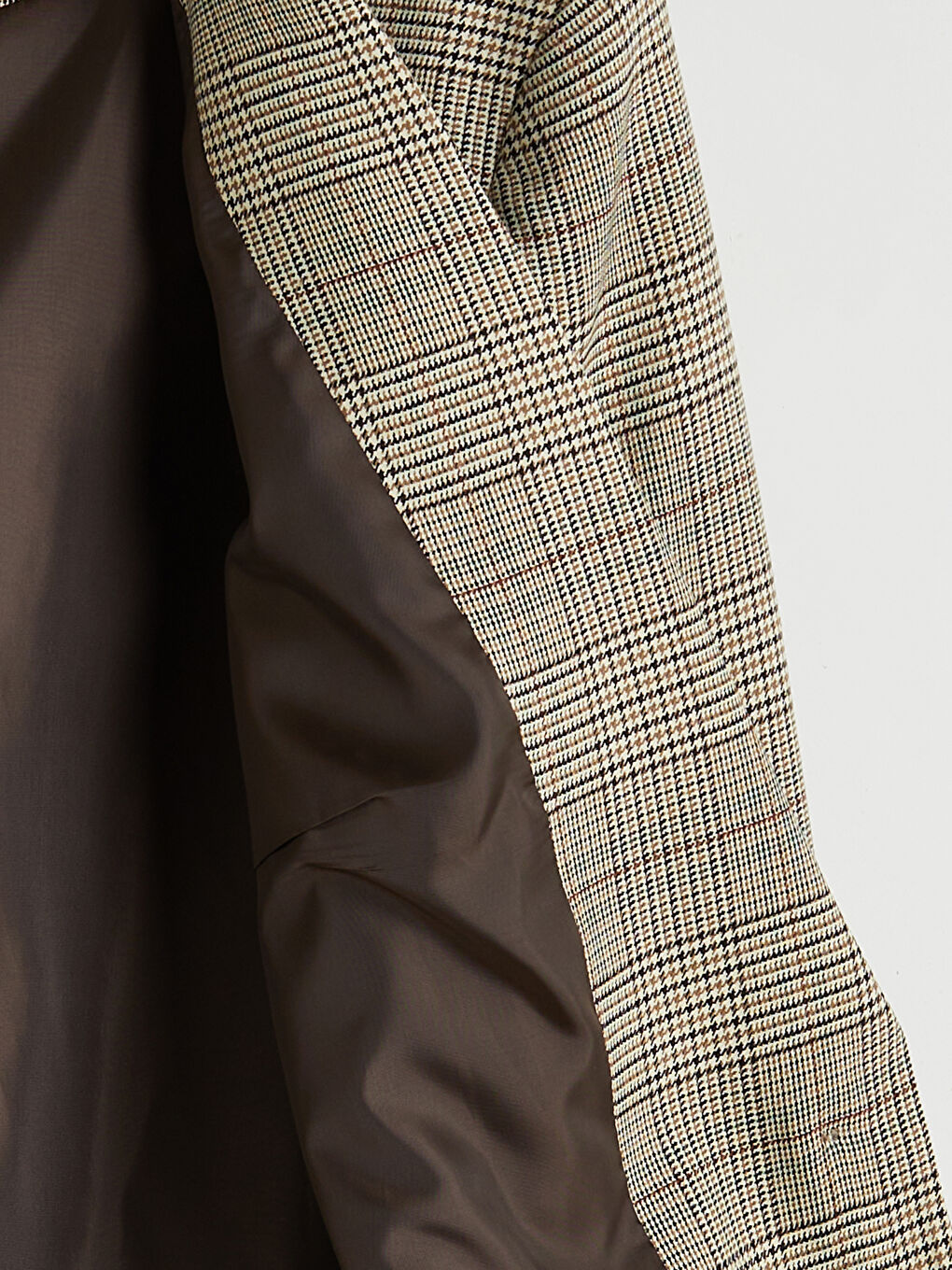 Kahverengi Ekose Kadın Blazer Ceket-5