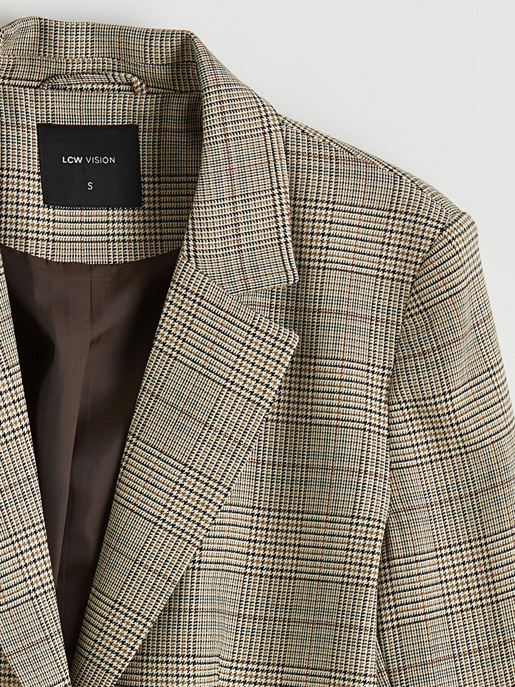 Kahverengi Ekose Kadın Blazer Ceket-6