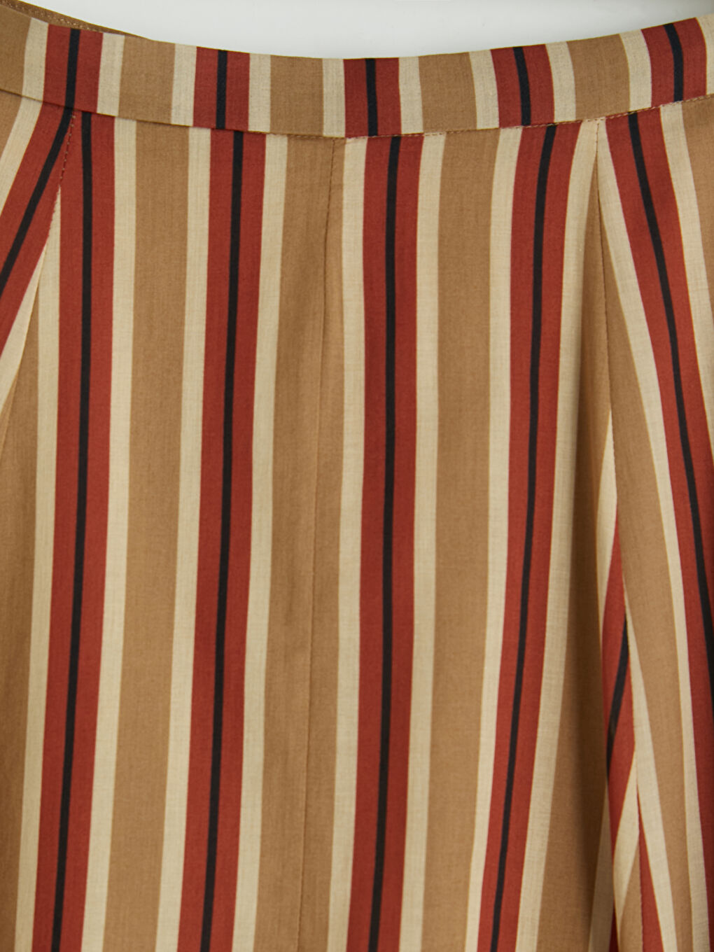 Kahverengi Regular Fit Çizgili A Kesim Etek-2