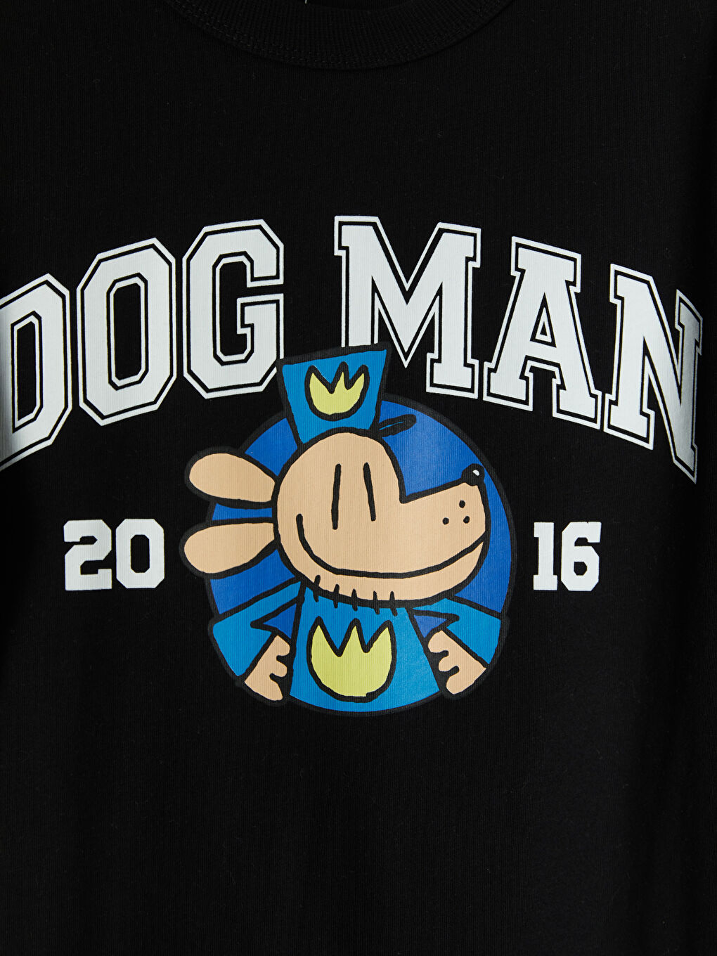 Siyah Bisiklet Yaka Dog Man Baskılı Erkek Çocuk Tişört-2