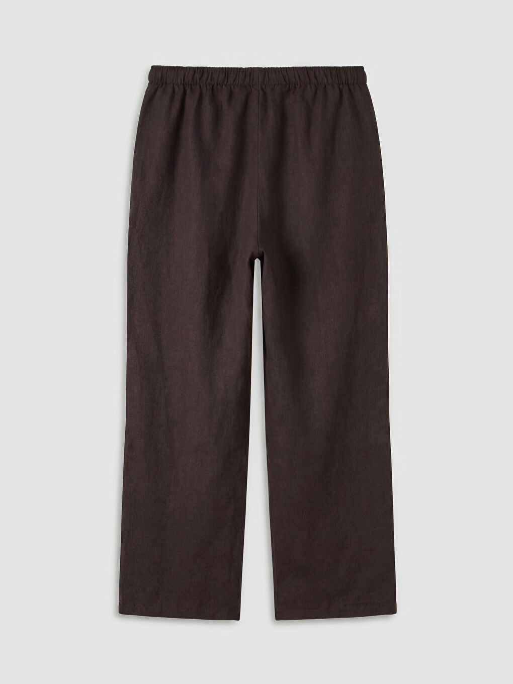 Kahverengi Beli Lastikli Kadın Keten Pantolon-1