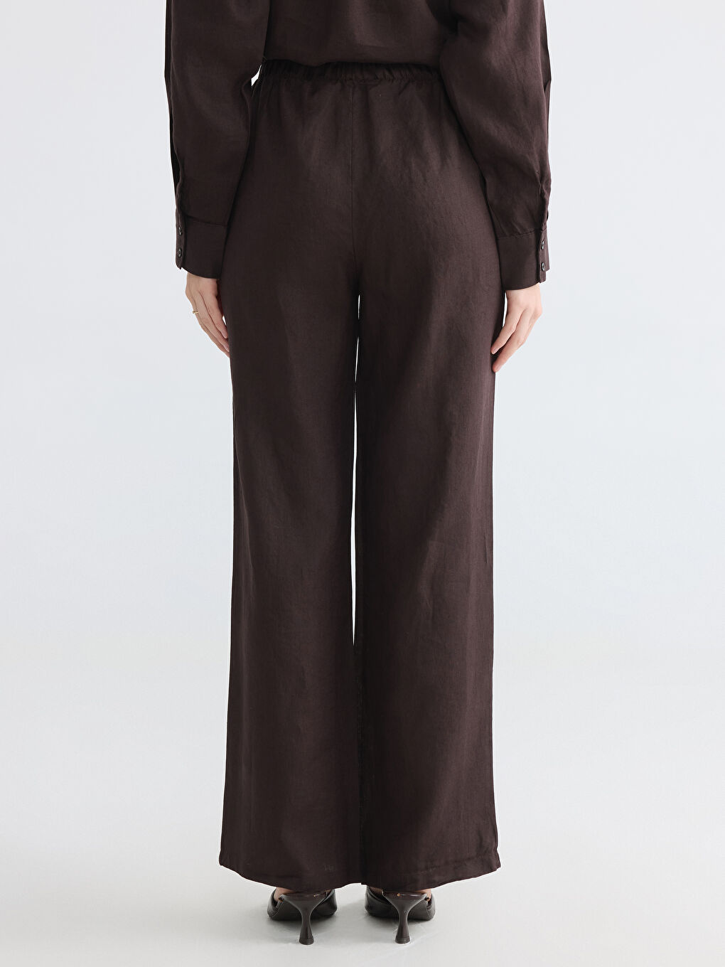 Lanene ženske pantalone sa elastičnim strukom-3