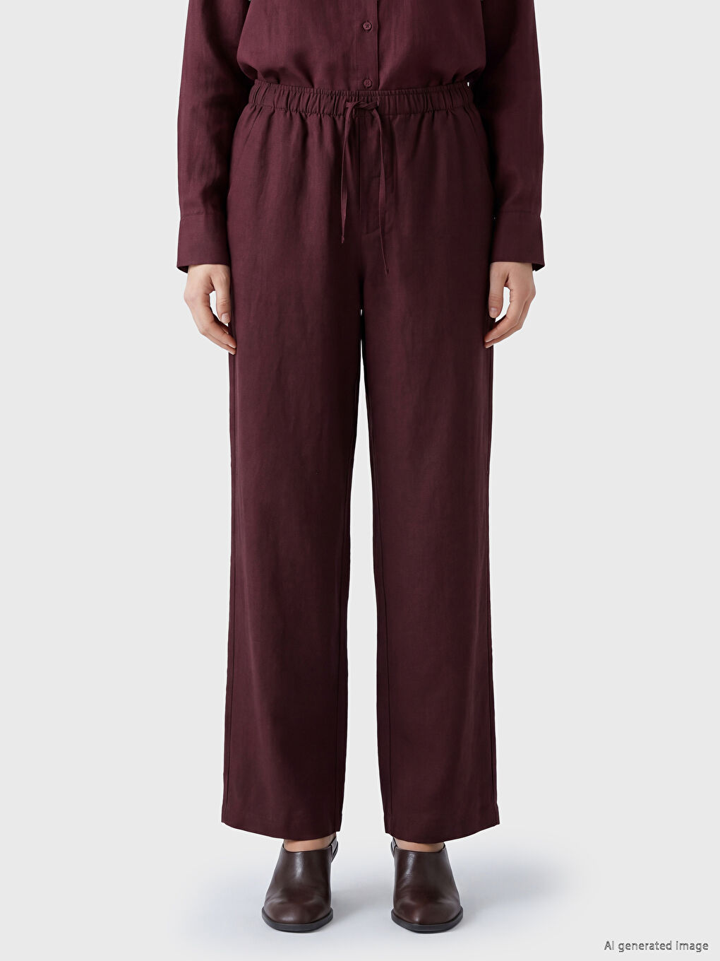 Elastic Waist Women's Linen Trousers-1