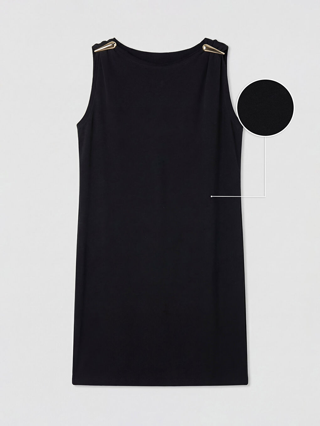 Siyah Bisiklet Yaka Mini Elbise