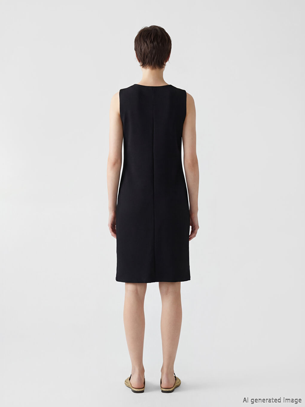 Siyah Bisiklet Yaka Elbise-4