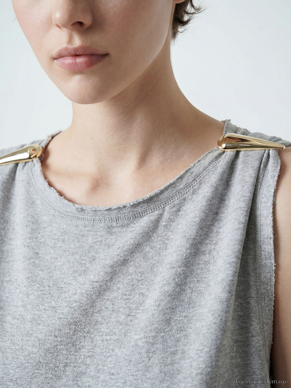 Gri Bisiklet Yaka Elbise-2