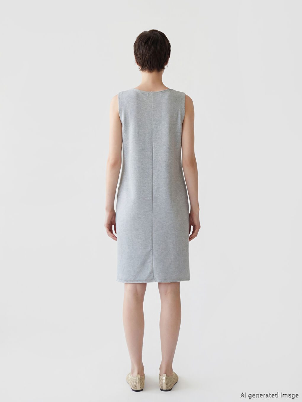 Gri Bisiklet Yaka Elbise-3