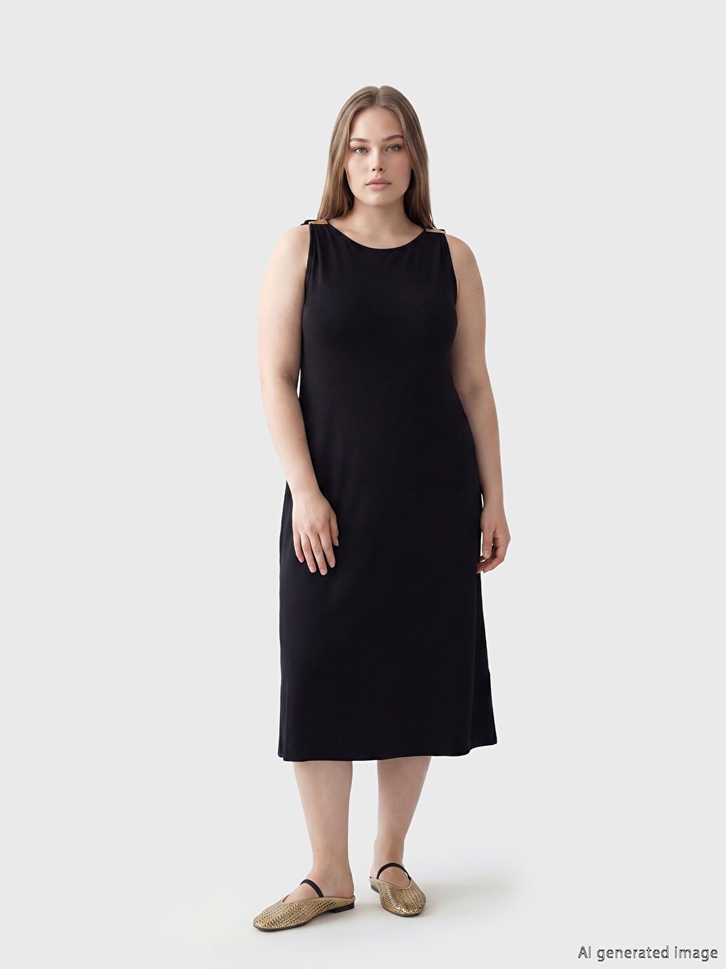 Siyah Bisiklet Yaka Elbise-1