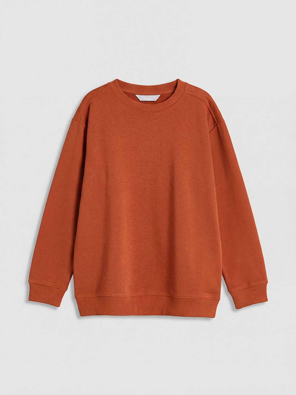 Kahverengi Bisiklet Yaka Erkek Çocuk Kalın Sweatshirt