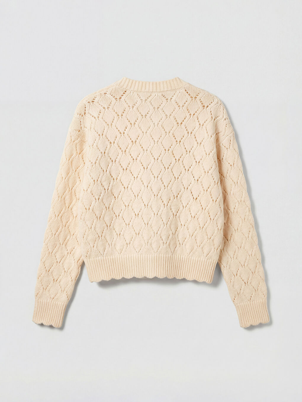 Sarı V Yaka Ajurlu Kadın Triko Hırka-1