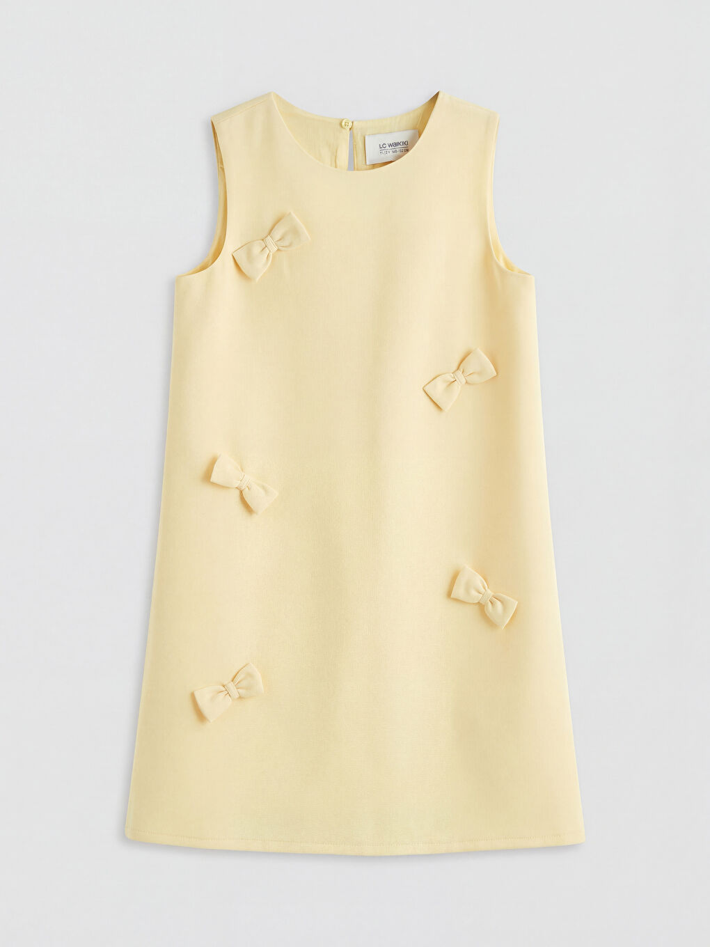 Sarı Bisiklet Yaka Fiyonk Detaylı Kız Çocuk Elbise