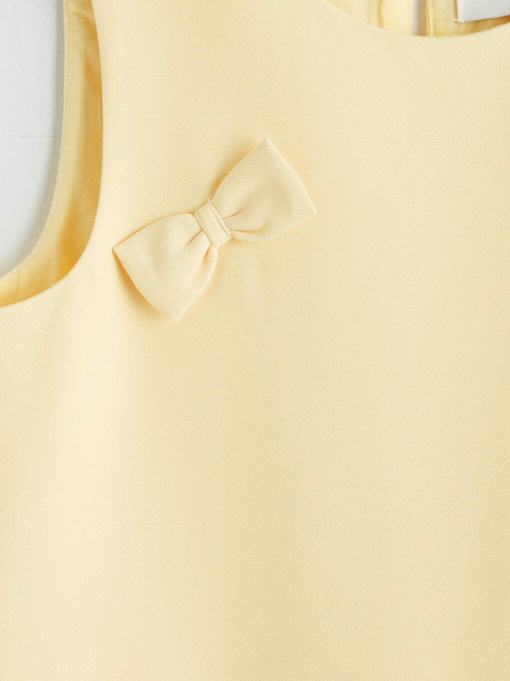 Sarı Bisiklet Yaka Fiyonk Detaylı Kız Çocuk Elbise-2