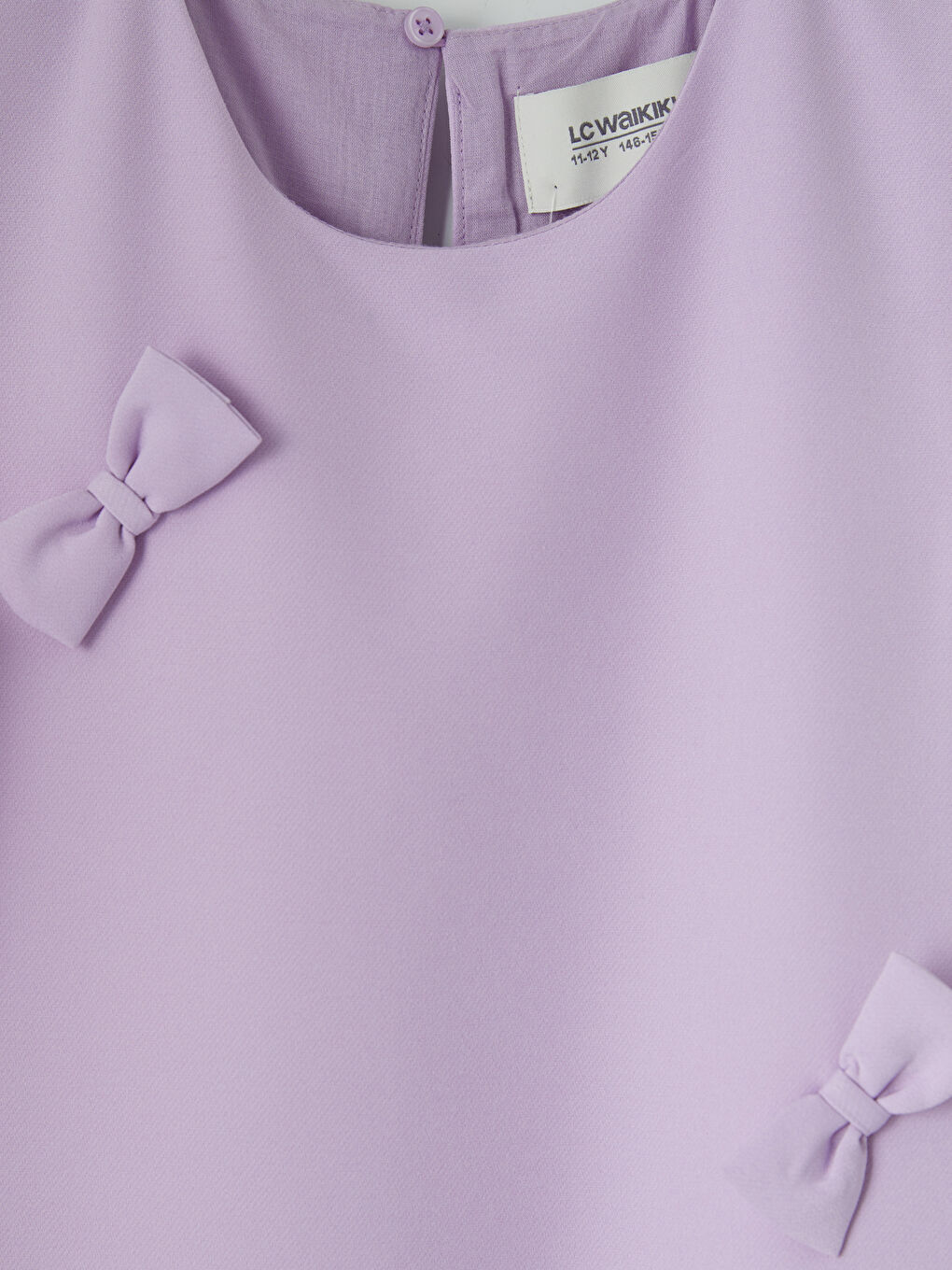 Lila Bisiklet Yaka Fiyonk Detaylı Kız Çocuk Elbise-2