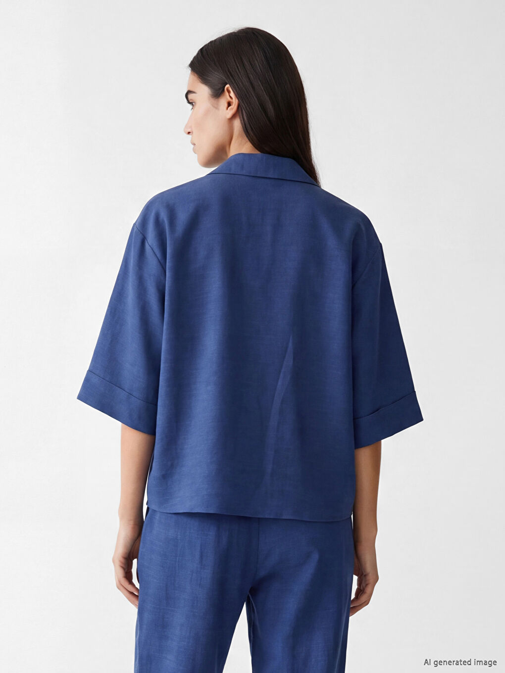 Këmishë e madhe oversize për femra nga përzierje me lino-3
