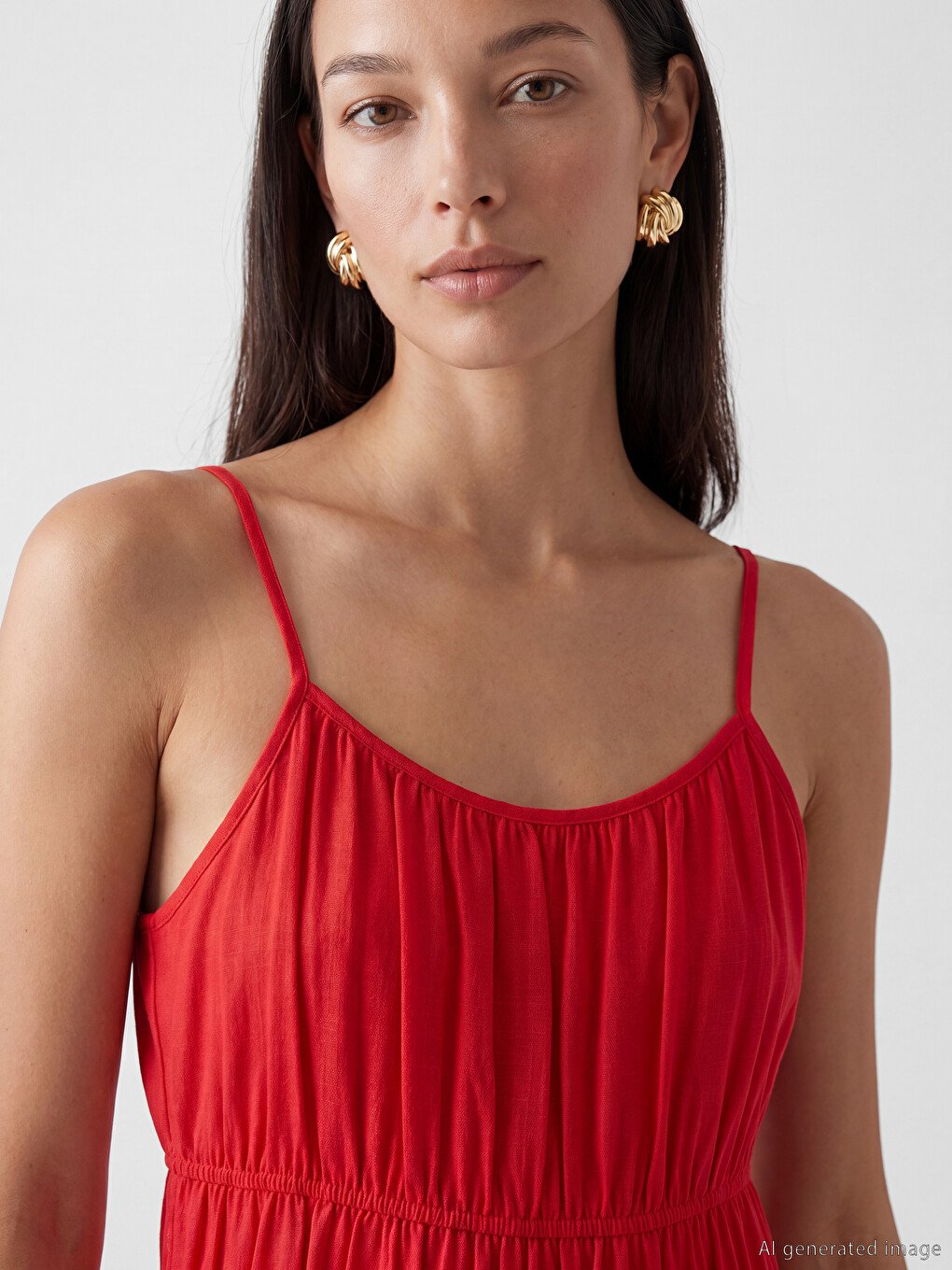 U Neck Strappy Ruched Dress-2