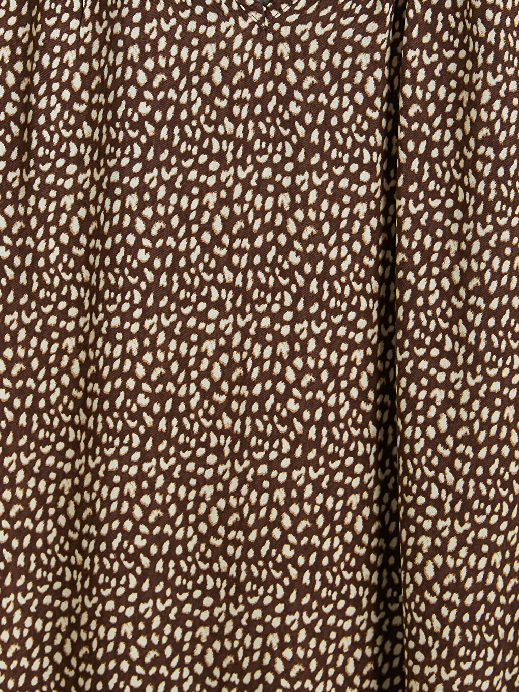 Kahverengi Kaçık Yaka Leopar Desenli Bluz-2