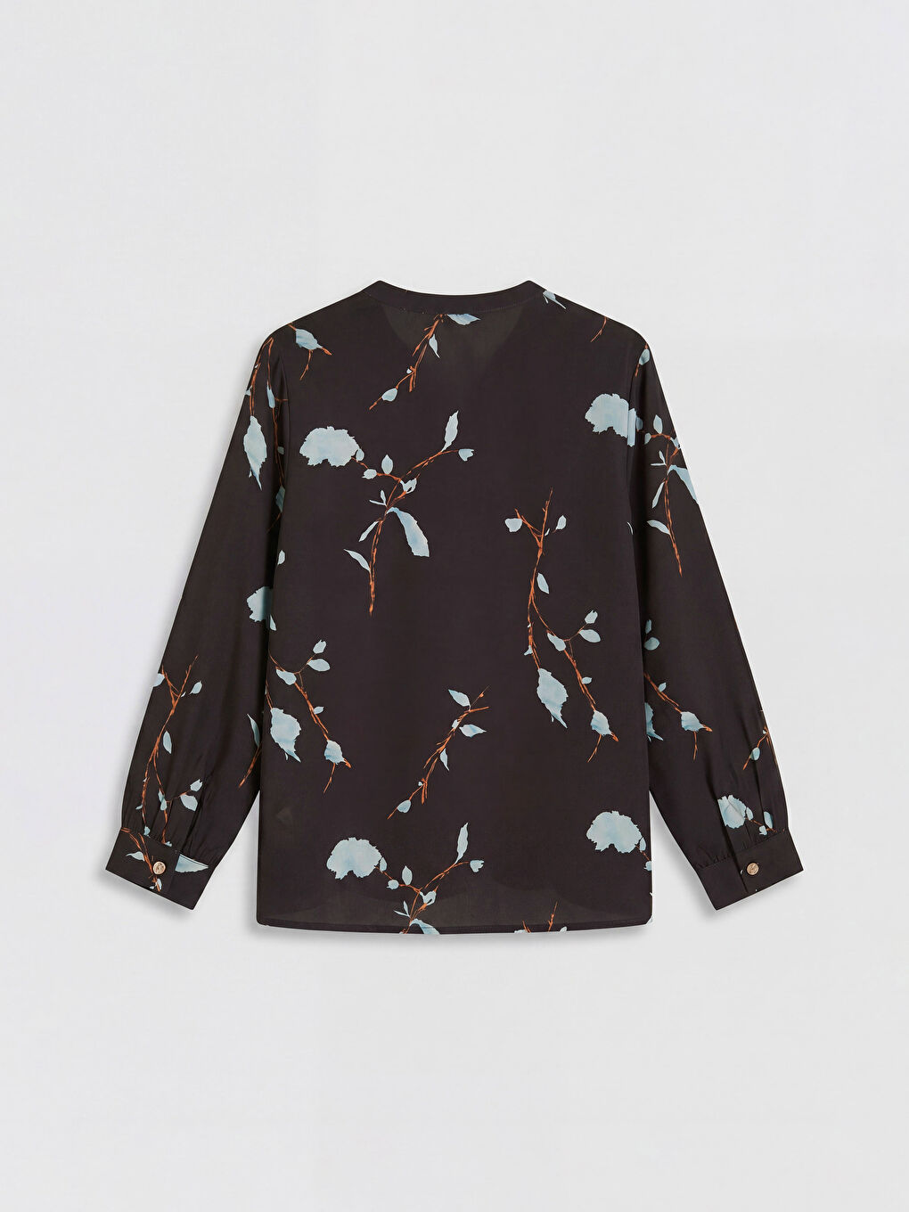 Kahverengi Kaçık Yaka Desenli Bluz-1