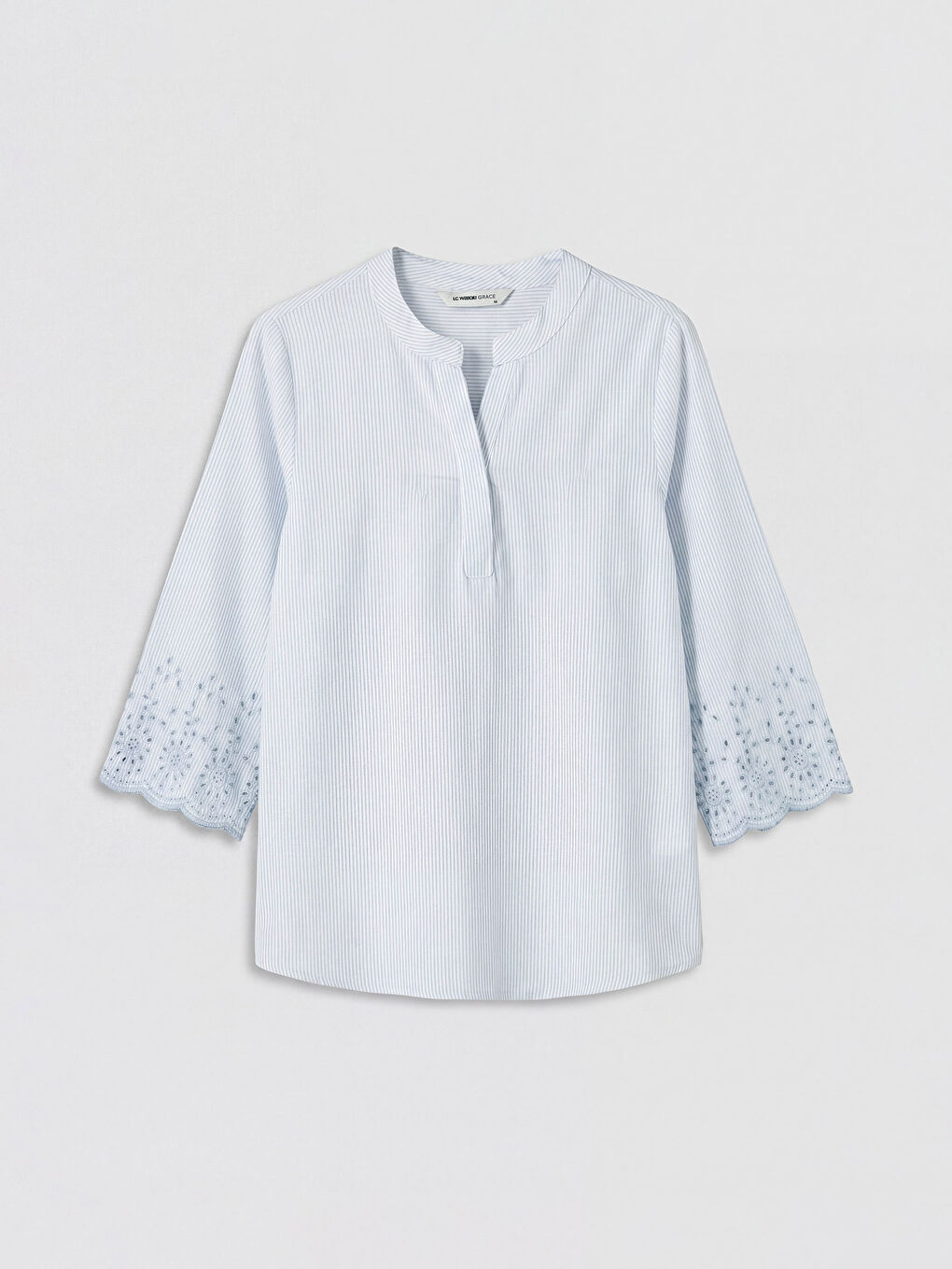 İndigo Kaçık Yaka Çizgili Bluz