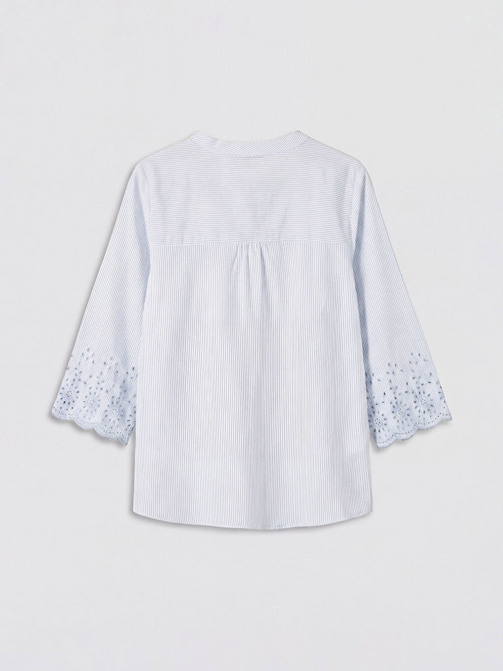 İndigo Kaçık Yaka Çizgili Bluz-1
