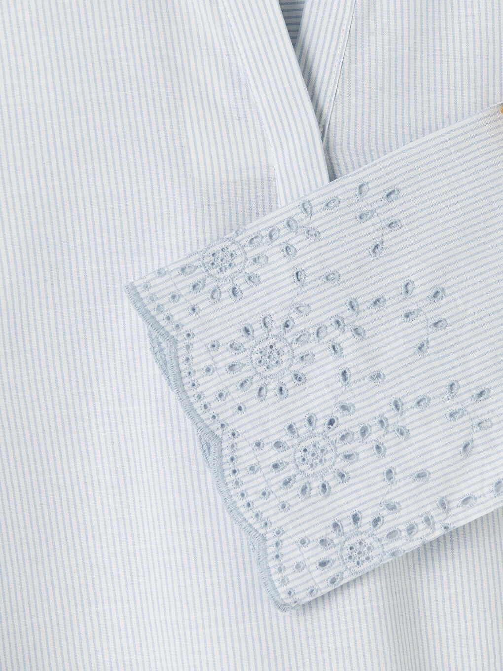 İndigo Kaçık Yaka Çizgili Bluz-2