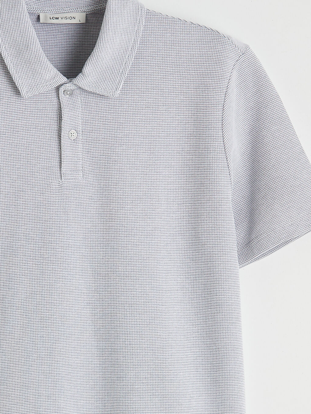 Gri Polo Yaka Dokulu Erkek Tişört-2