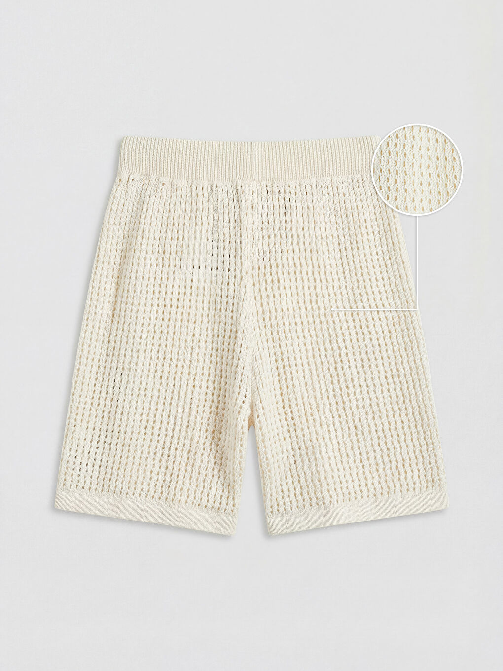 Bej Beli Lastikli Dantelli Kadın Şort