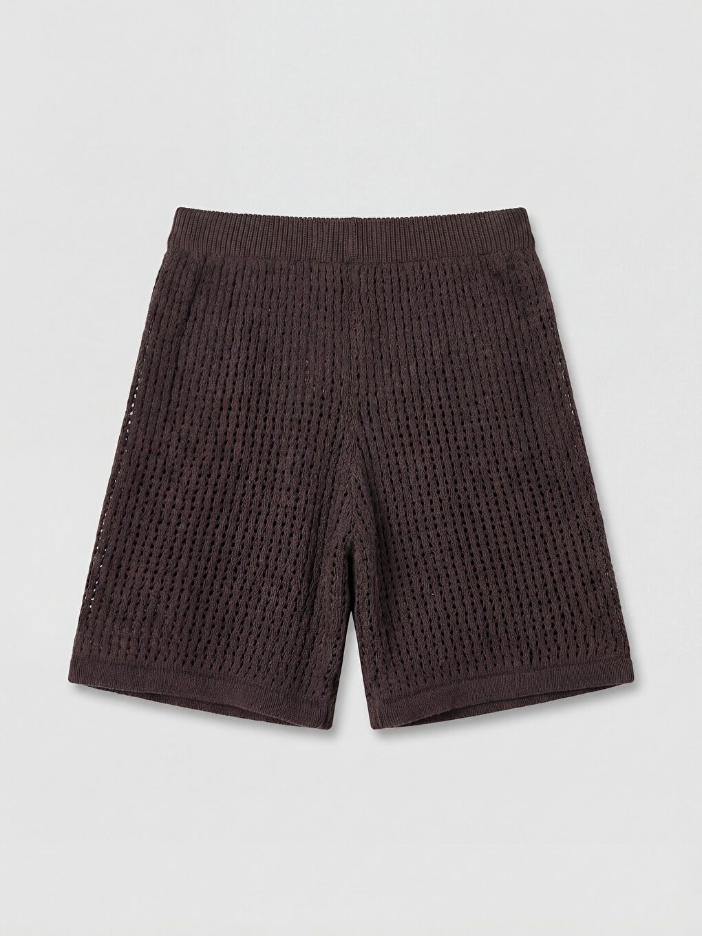 Kahverengi Beli Lastikli Dantelli Kadın Şort-1