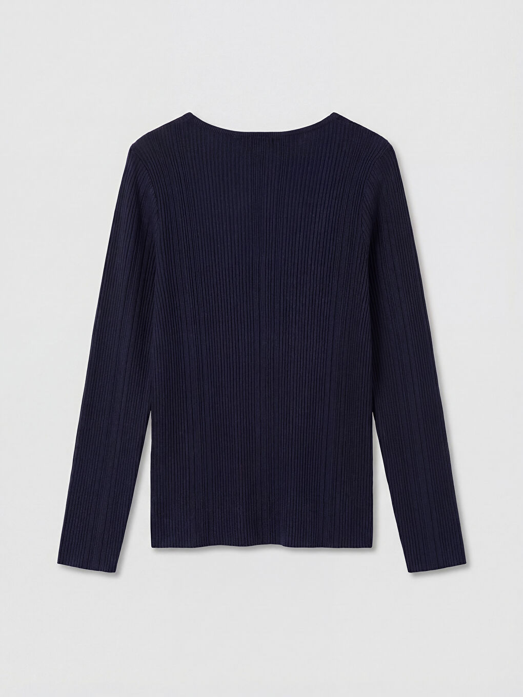 Lacivert Bisiklet Yaka Fitilli Kadın Triko Kazak-5