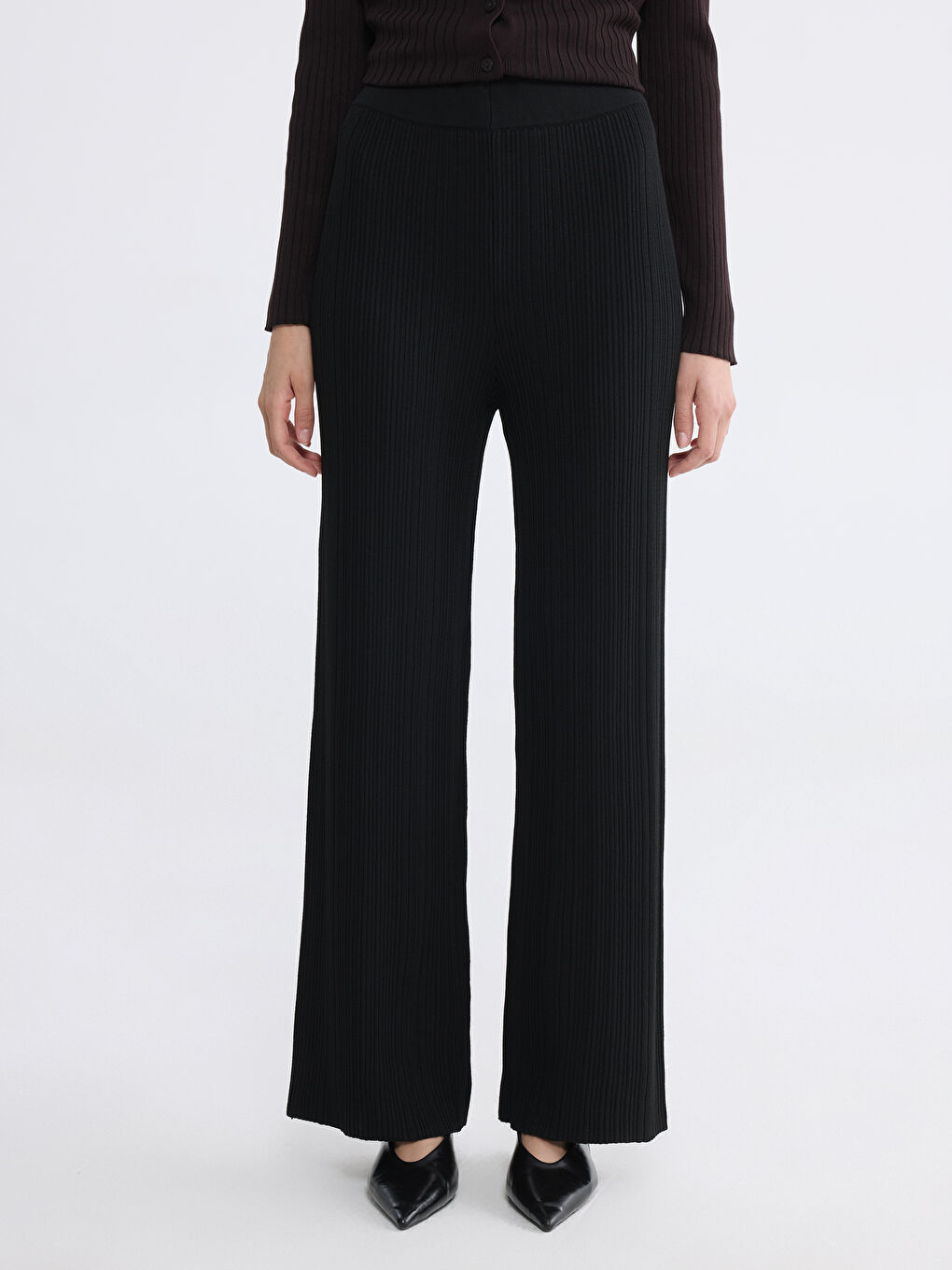 Elastic Waist Women's Knitwear Trousers-1