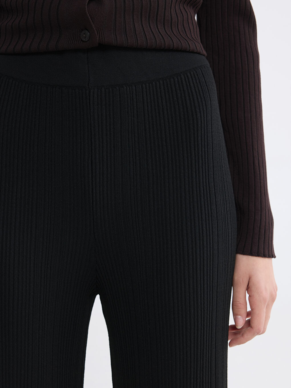 Elastic Waist Women's Knitwear Trousers-2