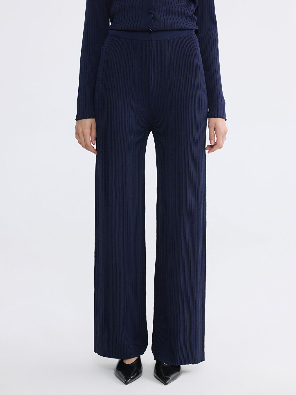 Elastic Waist Women's Knitwear Trousers-1