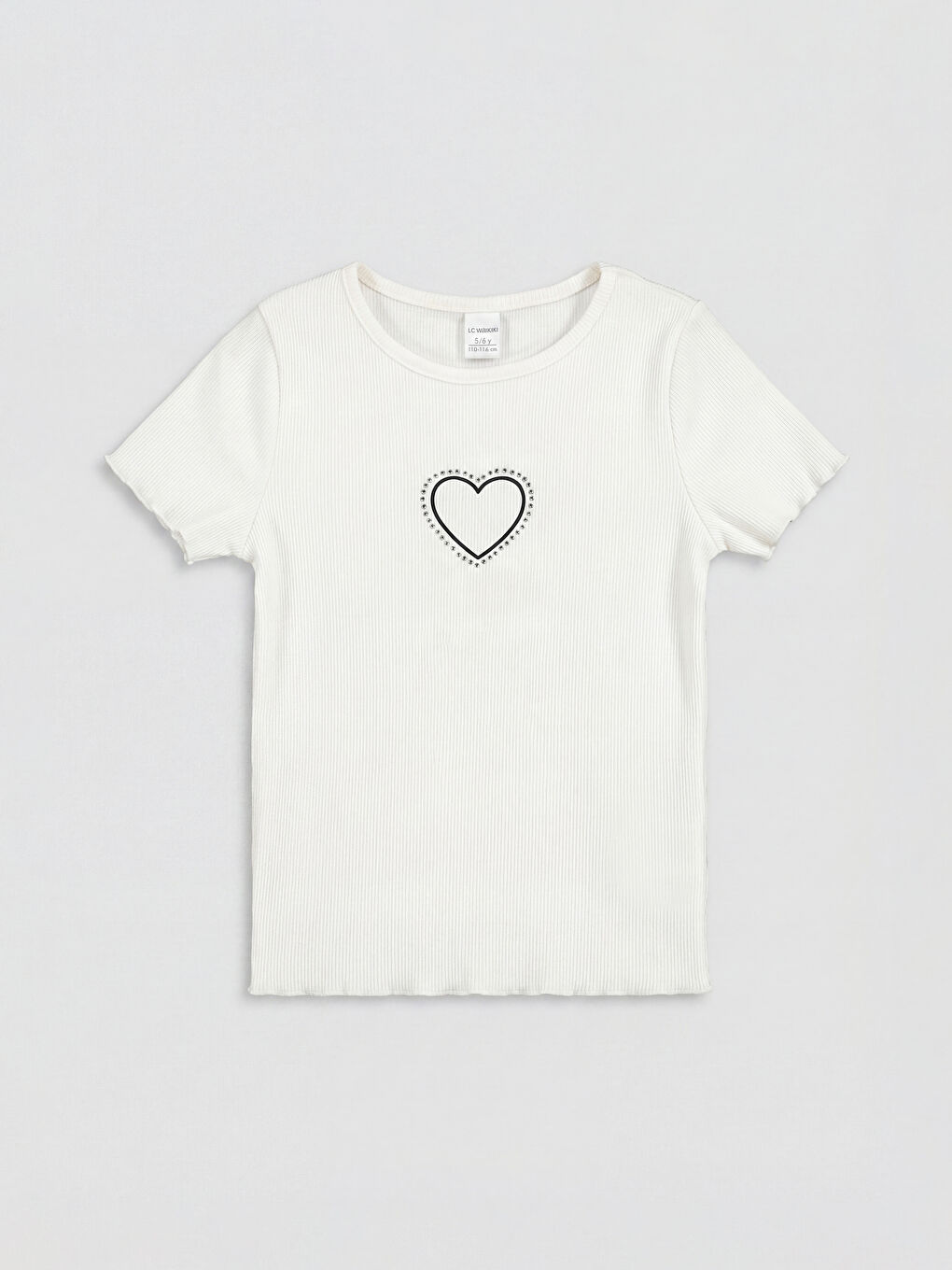 Beyaz Kalp Baskılı Tüllü Kız Çocuk Takım-1