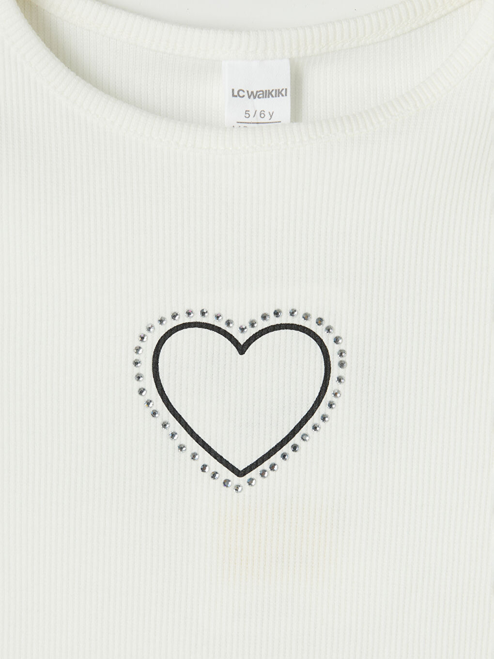 Beyaz Kalp Baskılı Tüllü Kız Çocuk Takım-5