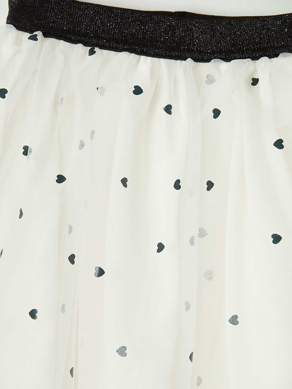 Beyaz Kalp Baskılı Tüllü Kız Çocuk Takım-6