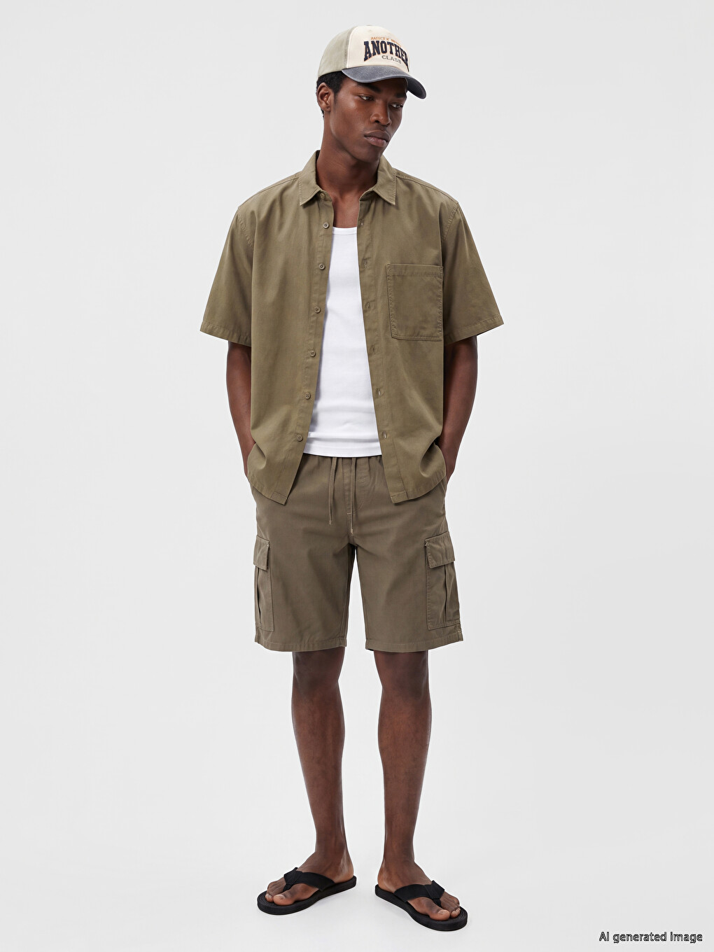 Haki Relax Fit Poplin Erkek Gömlek-1