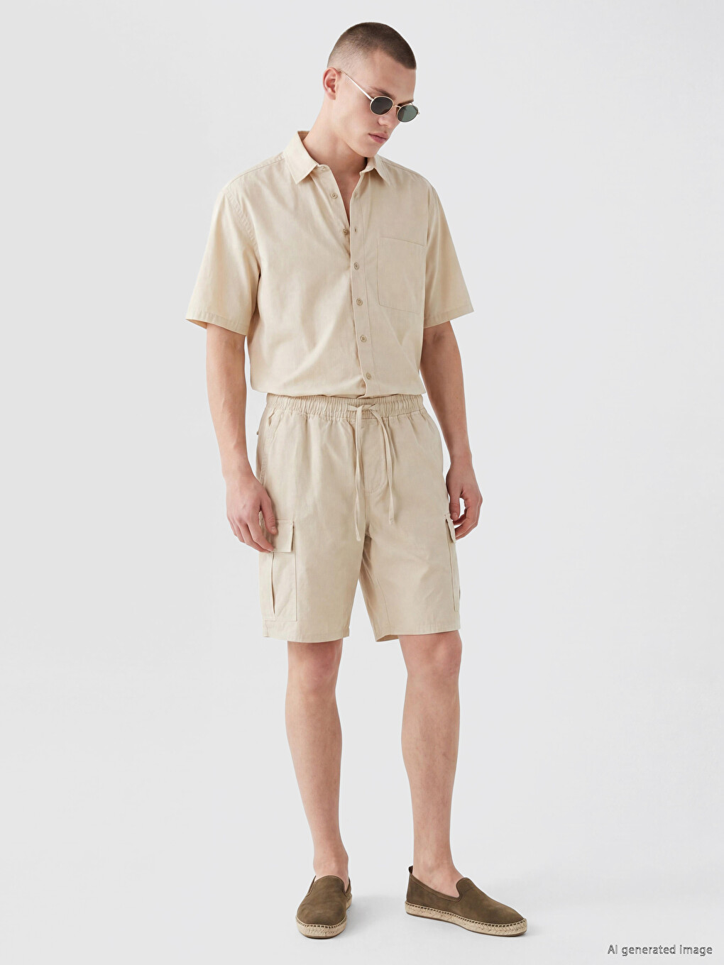 Bej Relax Fit Poplin Erkek Gömlek-1