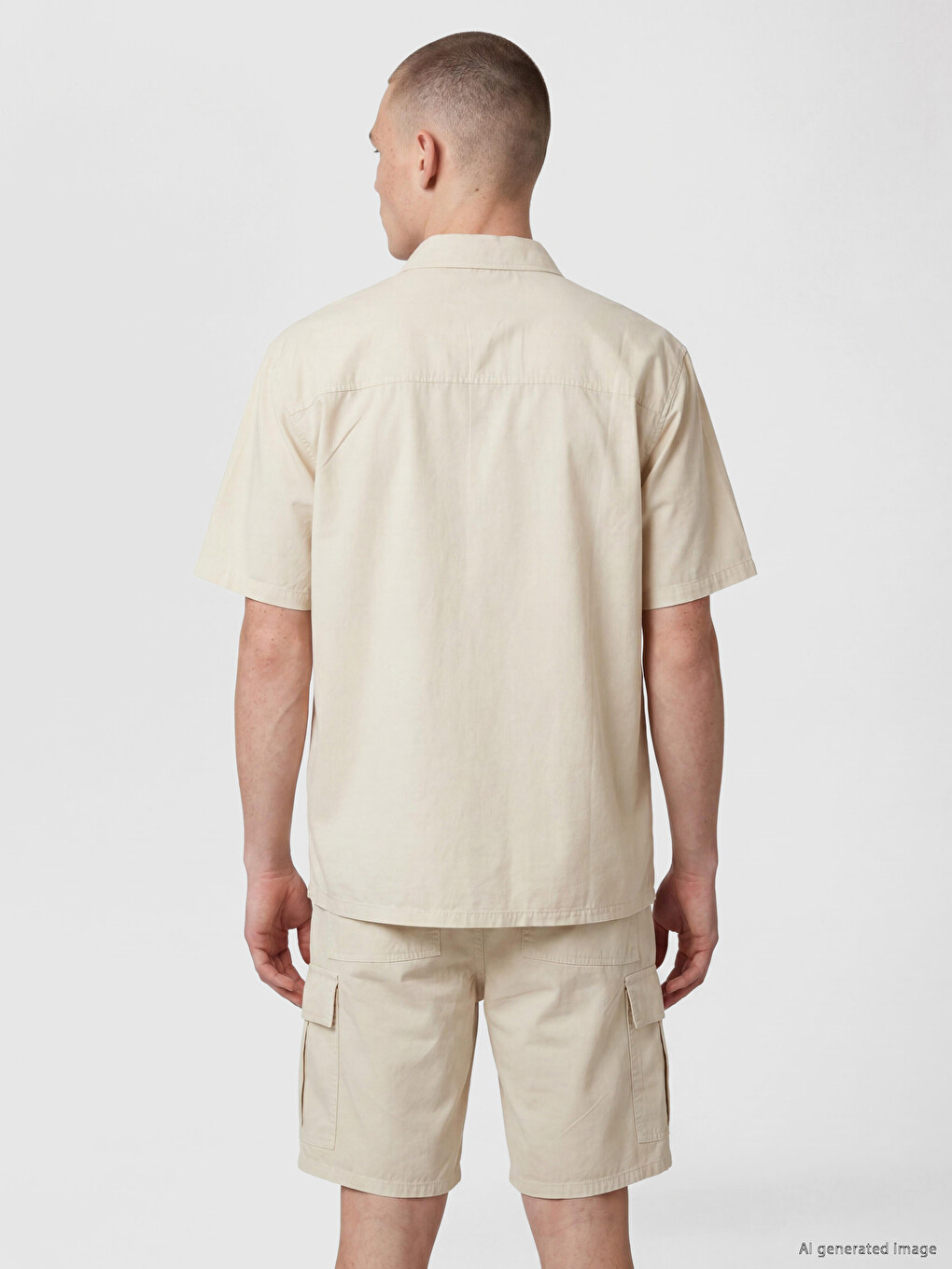 Bej Relax Fit Poplin Erkek Gömlek-3
